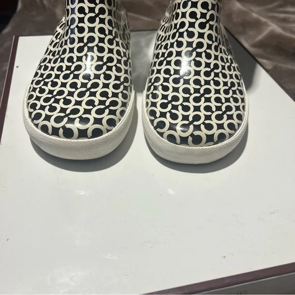Coach Ursula Monogram Black and White Rain Boots - Picture 5 of 10